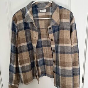 Christopher & Banks Blue and Brown Plaid Blazer